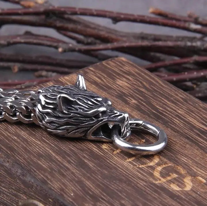 Viking Jewelry Stainless Steel Wolf Head Bracelet Men Can Open Mouth Punk Bracelet Motorcycle Jewelry JettsJewelers