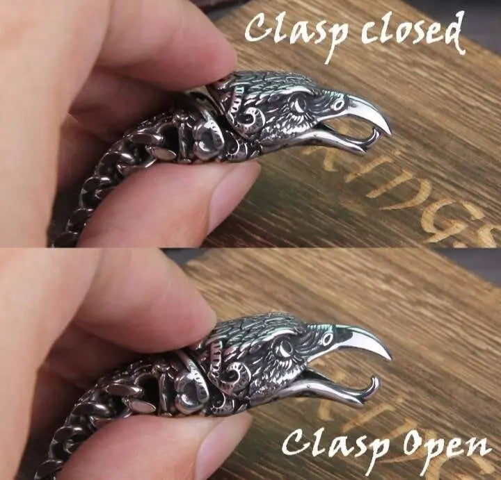 Viking Jewelry Stainless Steel Wolf Head Eagle Head Bracelet Men Can Open Bear Mouth Punk Bracelet Motorcycle Jewelry JettsJewelers