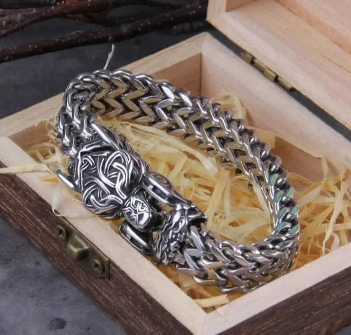 Viking Jewelry Stainless Steel Wolf Head Eagle Head Bracelet Men Can Open Bear Mouth Punk Bracelet Motorcycle Jewelry JettsJewelers