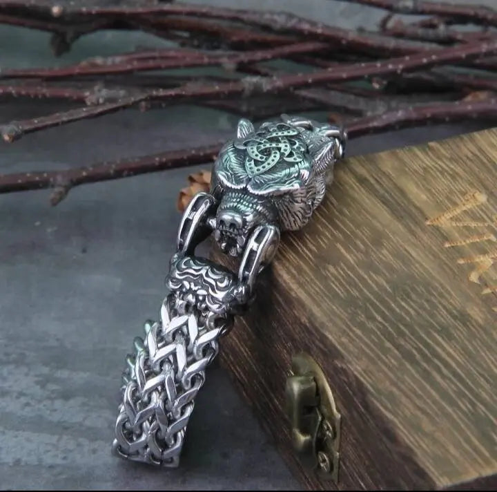 Viking Jewelry Stainless Steel Wolf Head Eagle Head Bracelet Men Can Open Bear Mouth Punk Bracelet Motorcycle Jewelry JettsJewelers