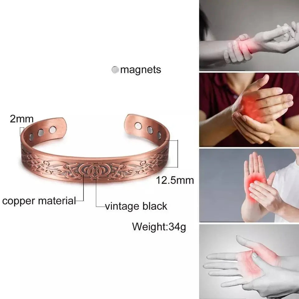 Viking Magnetic Copper Bracelet for Men Arthritis 6.8 inches Adjustable to Fit Most Wrist Reduce Inflammation JettsJewelers