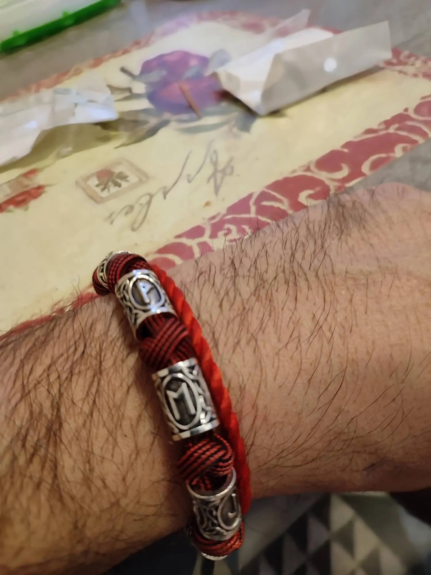 Vikings Thor Axe Wrap Bracelets Men Mjolnir Hammer Camping Paracord Survival Rope Wristband Amulet Handmade Male Jewelry Gifts - Red Black JettsJewelers