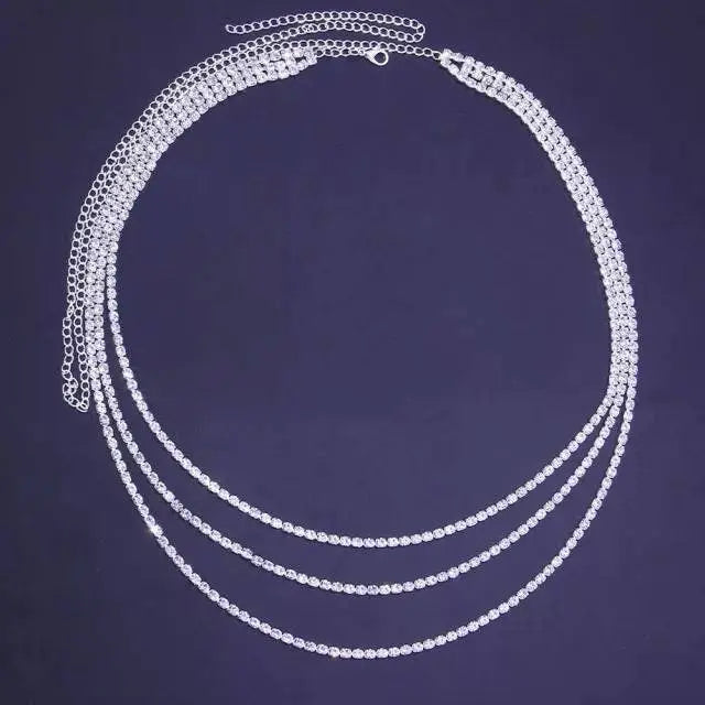 Waist Chain Rhinestone Belly Chains Belt Summer Crystal Body Jewelry for Women and Girls Gold Silver - JettsJewelers