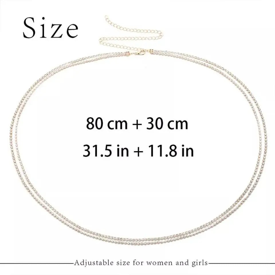 Waist Chain Rhinestone Belly Chains Belt Summer Crystal Body Jewelry for Women and Girls Gold Silver - JettsJewelers