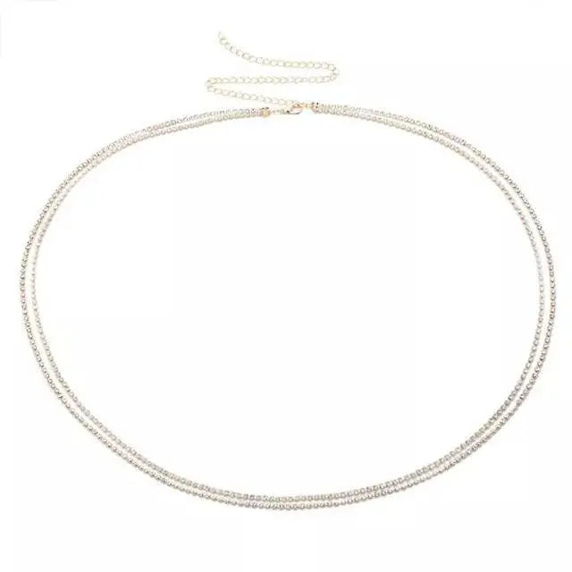 Waist Chain Rhinestone Belly Chains Belt Summer Crystal Body Jewelry for Women and Girls Gold Silver - JettsJewelers