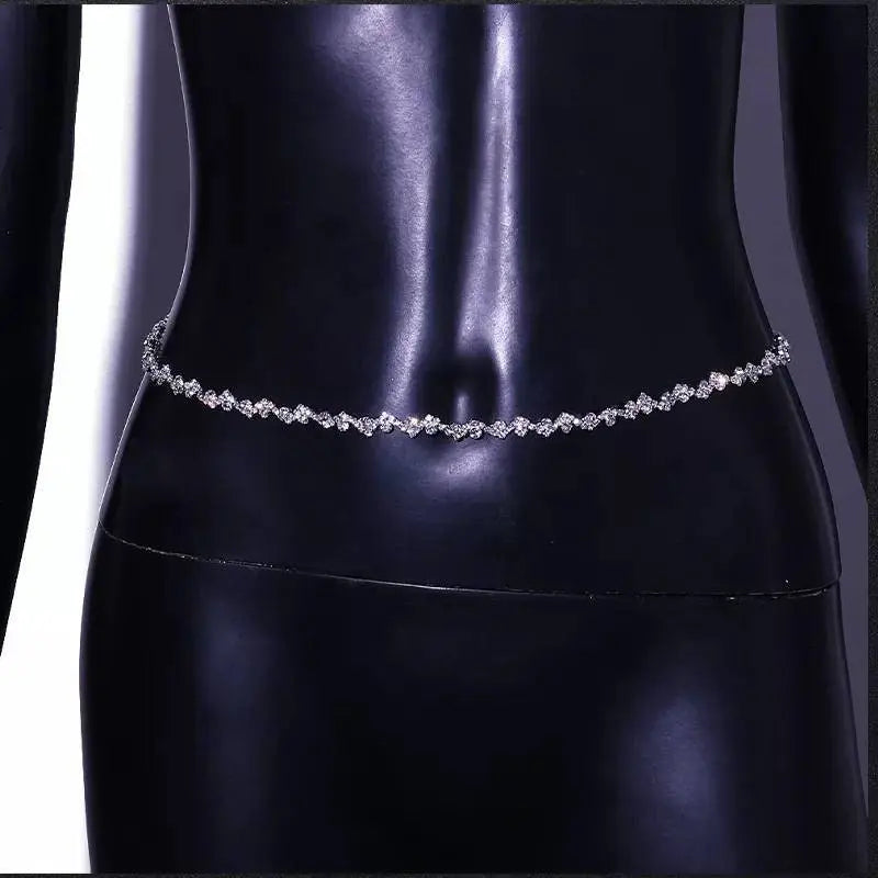 Waist Wavy Chain Rhinestone Belly Chains Belt Summer Beach Costume Crystal Body Jewelry for Women and Girls Silver Gold JettsJewelers