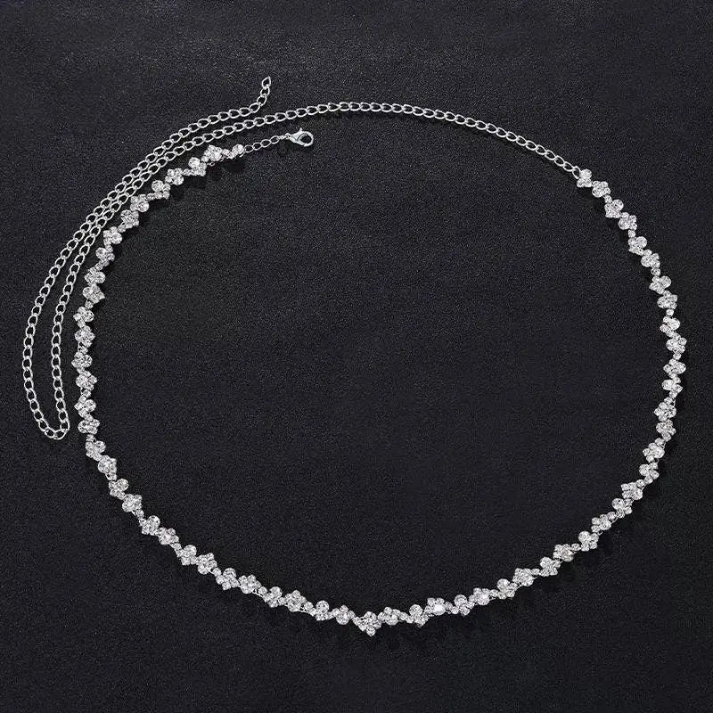 Waist Wavy Chain Rhinestone Belly Chains Belt Summer Beach Costume Crystal Body Jewelry for Women and Girls Silver Gold JettsJewelers