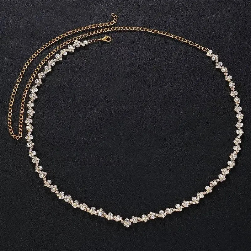 Waist Wavy Chain Rhinestone Belly Chains Belt Summer Beach Costume Crystal Body Jewelry for Women and Girls Silver Gold JettsJewelers