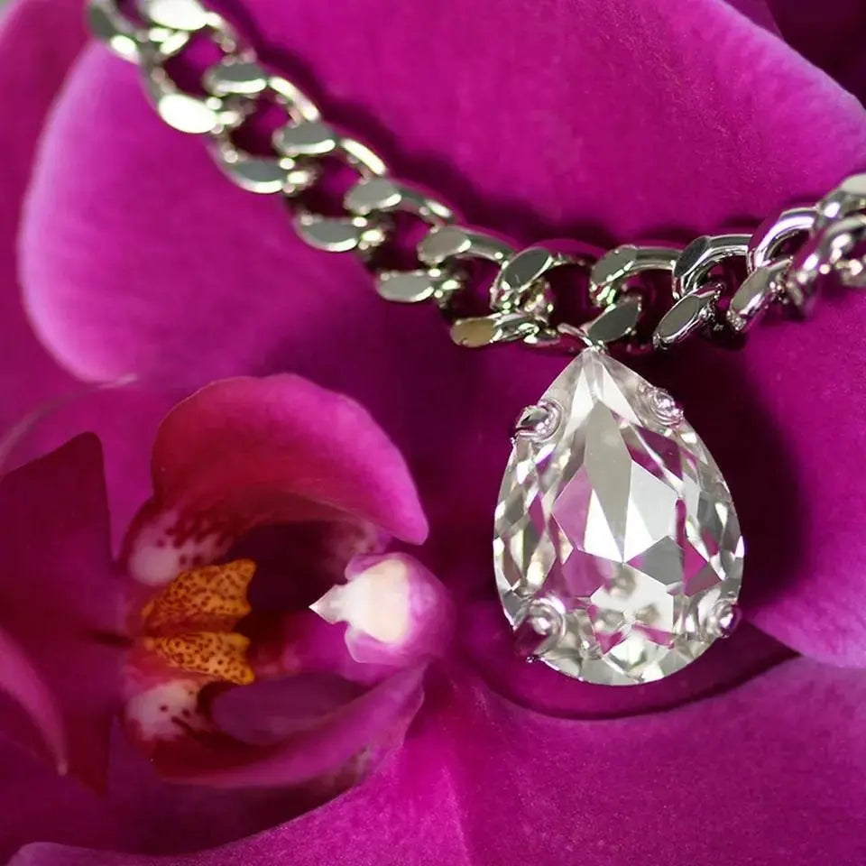 Water Drop Anklet, Custom Ankle Bracelet, Cubic Zirconia Letter Anklet, Leg Gold Chain, Anklebone Beauty, Silver Gold JettsJewelers