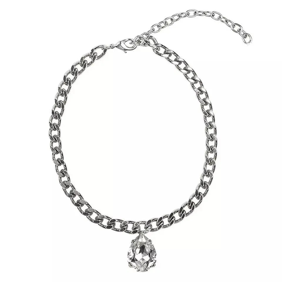 Water Drop Anklet, Custom Ankle Bracelet, Cubic Zirconia Letter Anklet, Leg Gold Chain, Anklebone Beauty, Silver Gold JettsJewelers