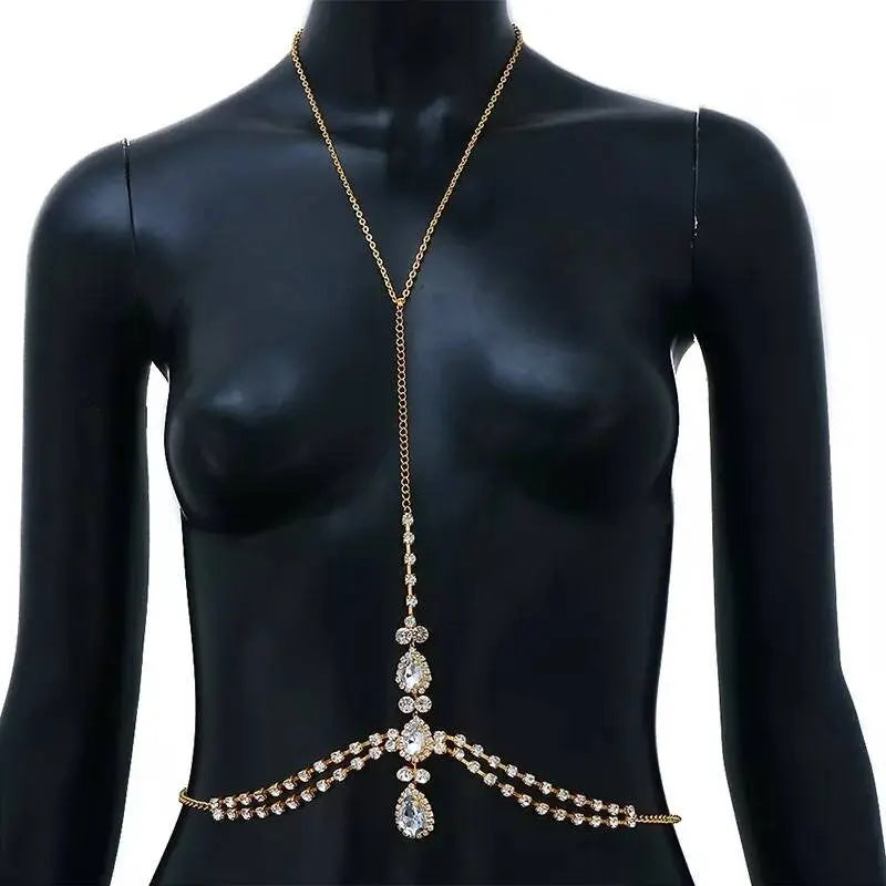 Water Drop Chest Bra Chain for Women Bohemian Tassels Shoulder Chain Necklace Jewelry for Party Wedding Summer Beach JettsJewelers