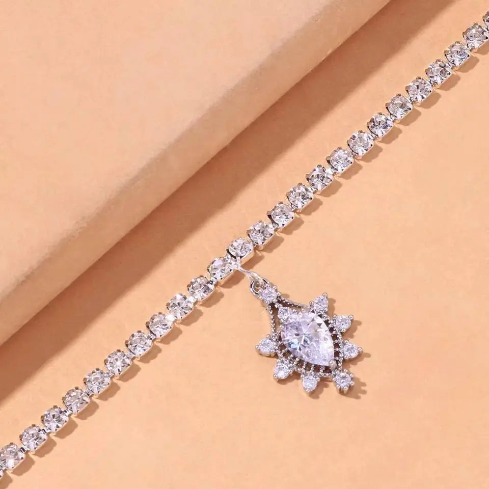 Water Drop Rhinestone Anklet Foot Jewelry for Women Beach Barefoot Chain Bracelet On the Leg Accessories Gift JettsJewelers