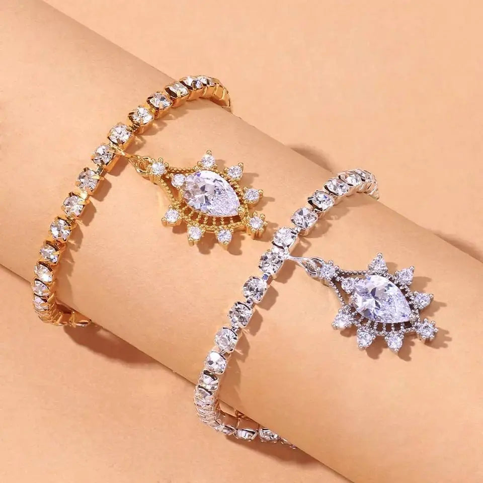 Water Drop Rhinestone Anklet Foot Jewelry for Women Beach Barefoot Chain Bracelet On the Leg Accessories Gift JettsJewelers