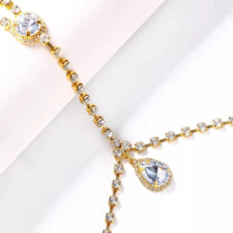 Water Drop Rhinestone Bracket Bra Body Sexy Bikini Silver Gold Beauty Chest Bracket Bras Nightclub and Partying Body Jewelry for Women JettsJewelers