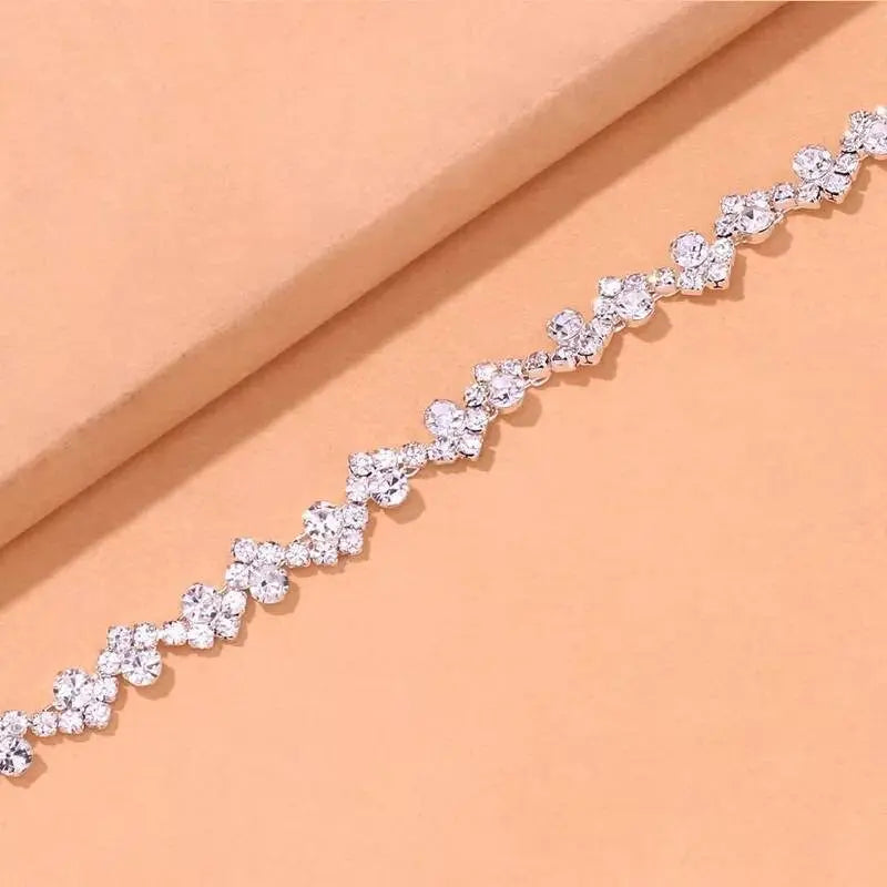 Wavy Rhinestones Anklet Foot Jewelry for Women Beach Barefoot Chain Bracelet On the Leg Accessories Gift JettsJewelers
