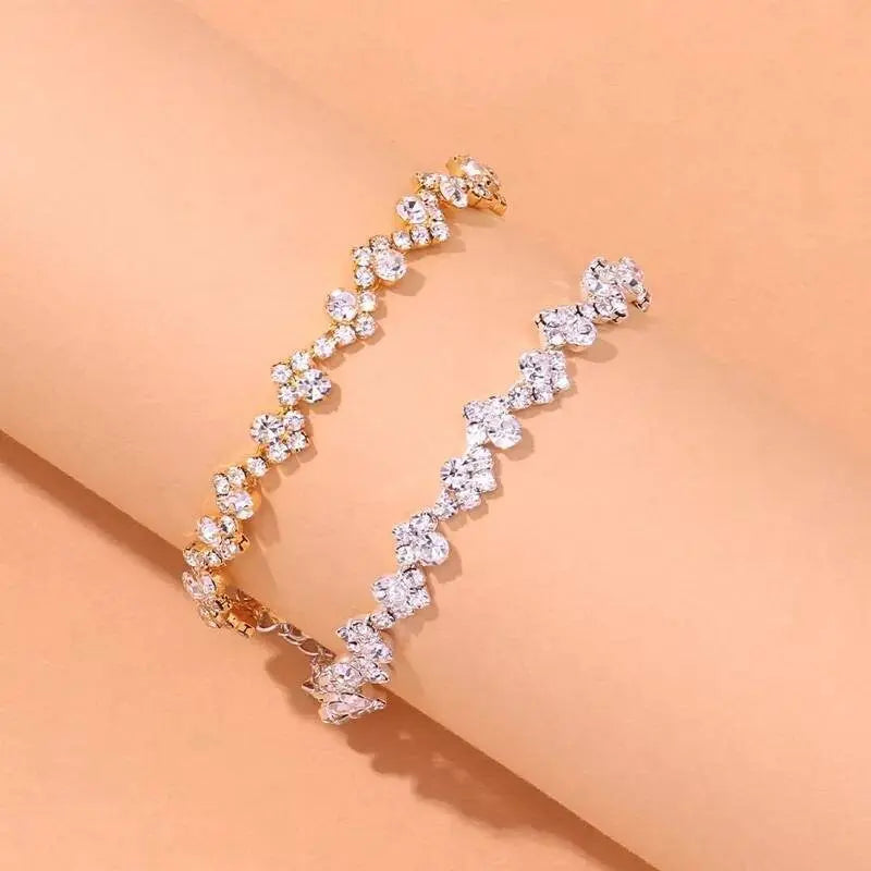 Wavy Rhinestones Anklet Foot Jewelry for Women Beach Barefoot Chain Bracelet On the Leg Accessories Gift JettsJewelers