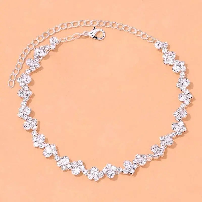 Wavy Rhinestones Anklet Foot Jewelry for Women Beach Barefoot Chain Bracelet On the Leg Accessories Gift JettsJewelers