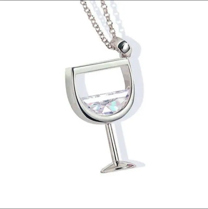 Wine Glass Pendant Necklace, Cubic Zircon Water Drop Cup Clavicle Necklace - JettsJewelers