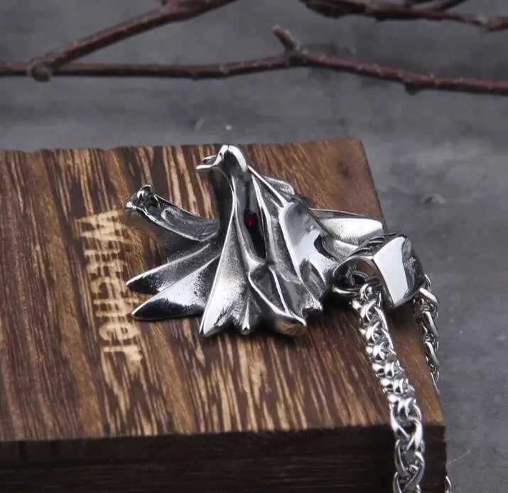 Wolf Head Pendant Necklace The Witcher Stainless Steel - JettsJewelers