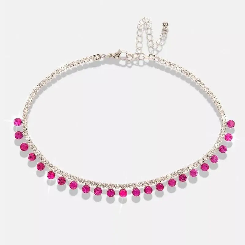 Women Rhinestone Drop Gem Pendants Necklace Necklace Choker Mini Crystals JettsJewelers