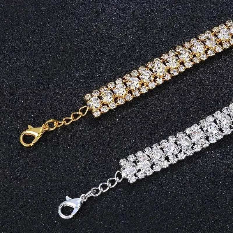 Women Single Layered Square Rhinestone Gem Pendants Necklace Necklace Choker JettsJewelers