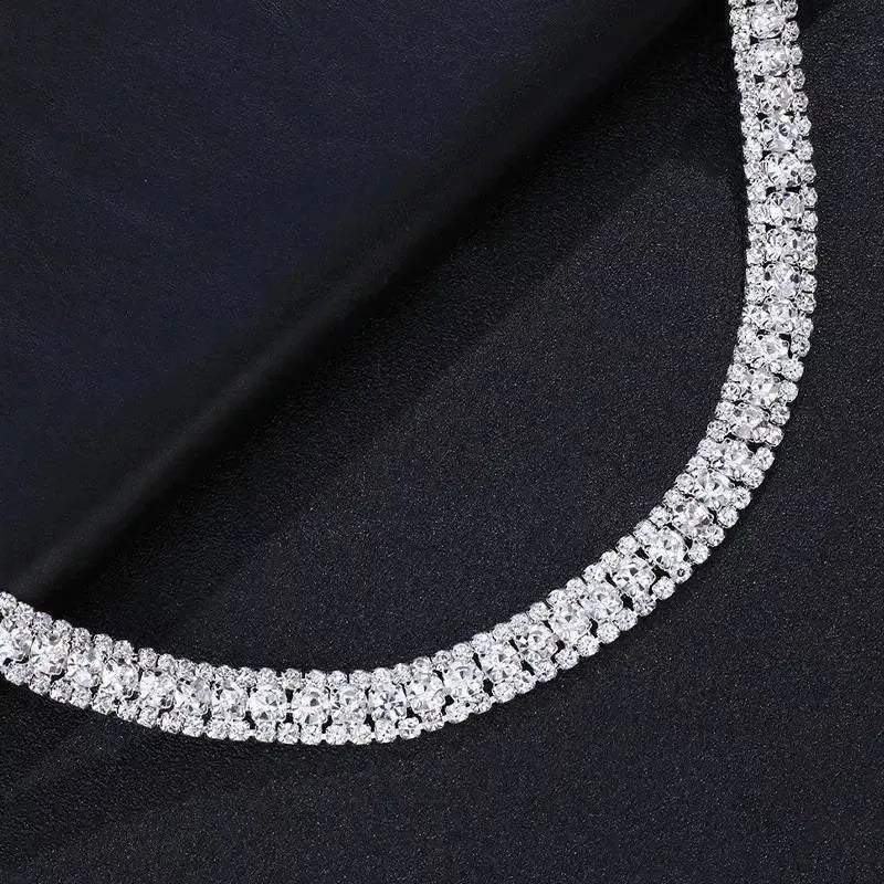 Women Single Layered Square Rhinestone Gem Pendants Necklace Necklace Choker JettsJewelers