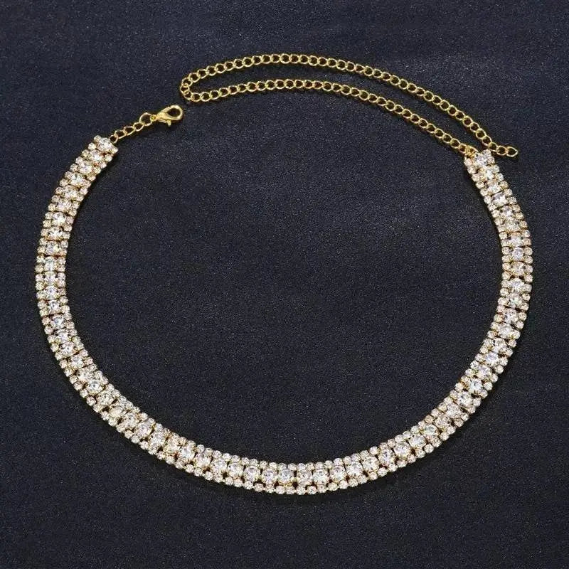 Women Single Layered Square Rhinestone Gem Pendants Necklace Necklace Choker JettsJewelers