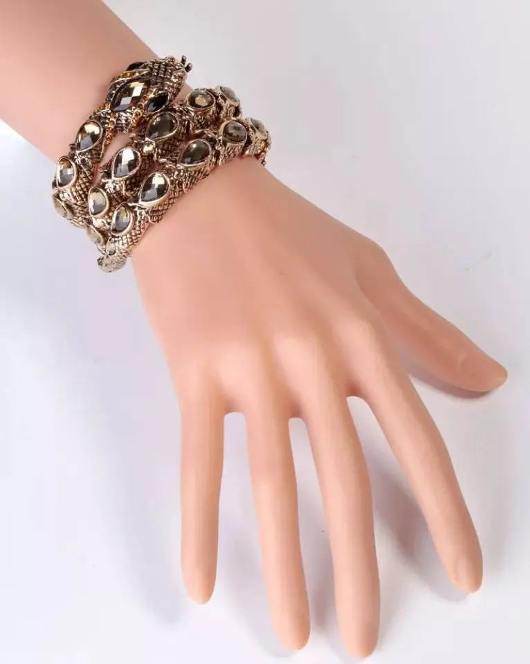 Women's Crystal Stretch Snake Bracelet Fit Wrist Size 6-1/2 to 8 Inch - Lead & Nickle Free jewelrys - JettsJewelers
