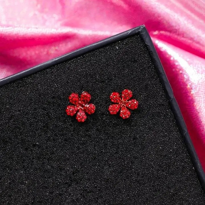 Women's Red Fruit Stud Earrings Ultra Light - Lead and Nickle Free Enamel & Crystals - Red Fruit Charm Piercing Jewelry Cherry Strawberry - JettsJewelers