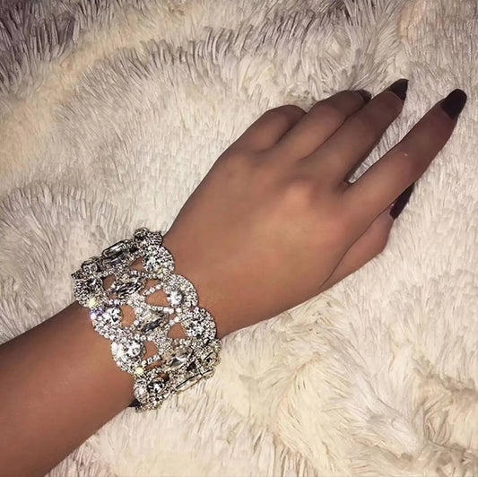 Womens Big Crystal Zirconia Hollow Bracelet JettsJewelers