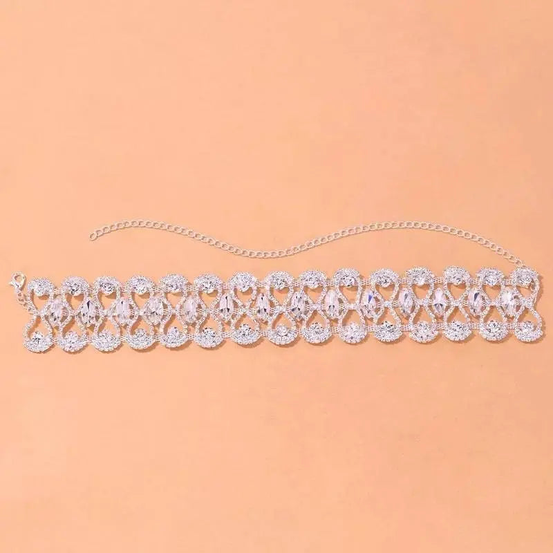 Womens Big Crystal Zirconia Hollow Collar Necklace Choker JettsJewelers