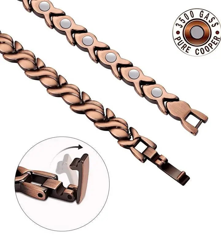 Womens Copper Magnetic Bracelet Unique Fishtail Links 99.9% Solid Copper Bracelets with Strong Magnets for Arthritis Pain Relief 8.5 Inches JettsJewelers