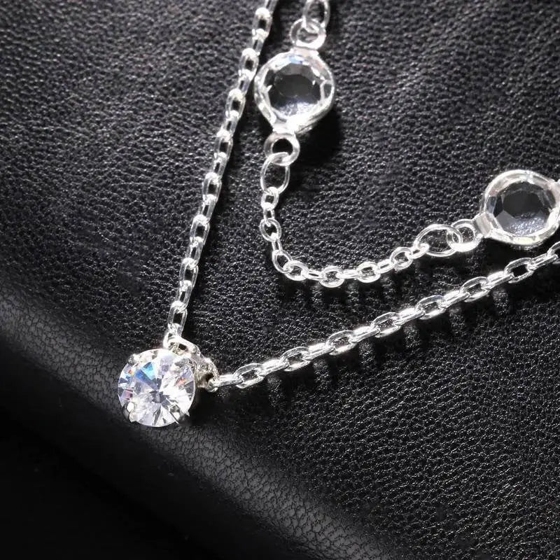 Womens Long Rhinestone Gem Double Layered Necklace Backless Choker JettsJewelers