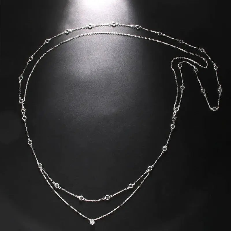 Womens Long Rhinestone Gem Double Layered Necklace Backless Choker JettsJewelers