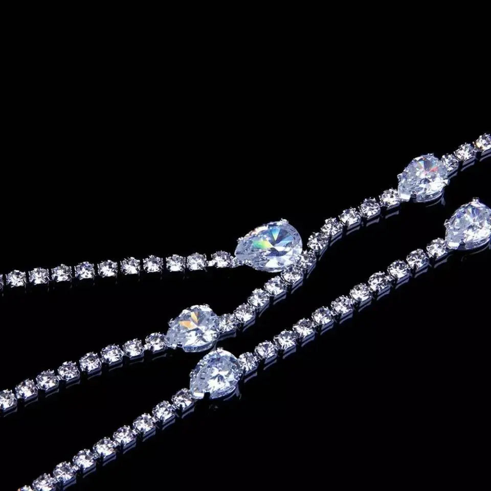 Womens Multi Rhinestones Chain Long Tassel Y Necklace Crystal Collar Necklace Choker JettsJewelers