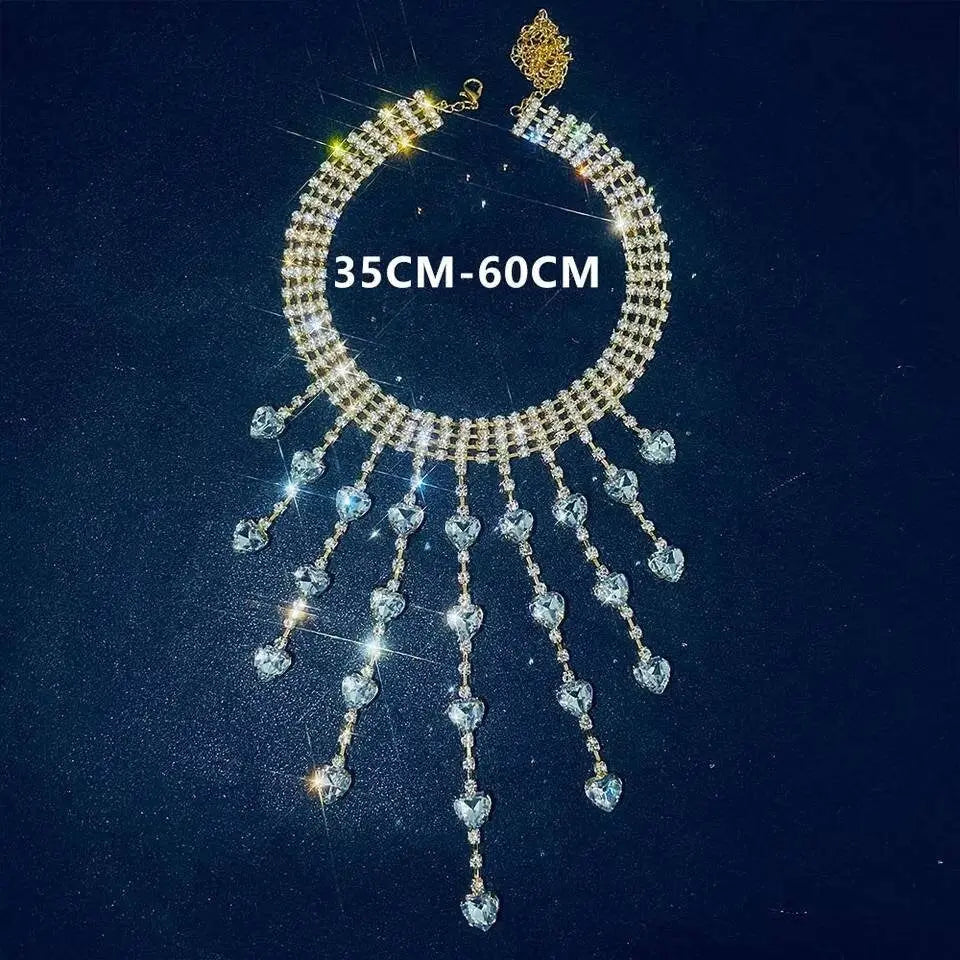 Womens Multi-layered Heart Rhinestone Gem Pendants Necklace Necklace Choker Statement Necklace JettsJewelers