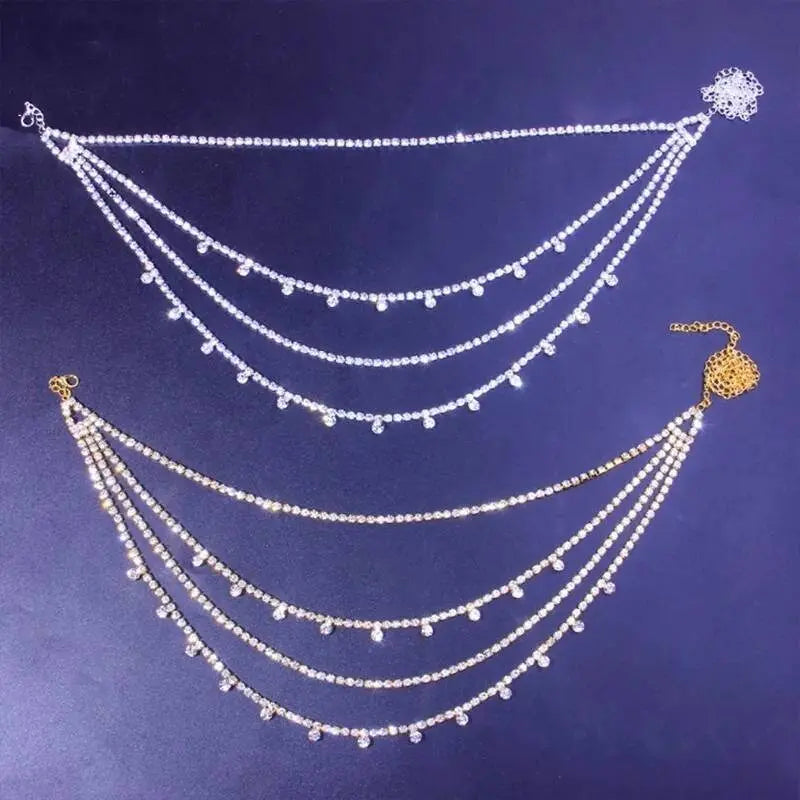 Womens Multi-layered Rhinestone Pendant Necklace Round Necklace JettsJewelers
