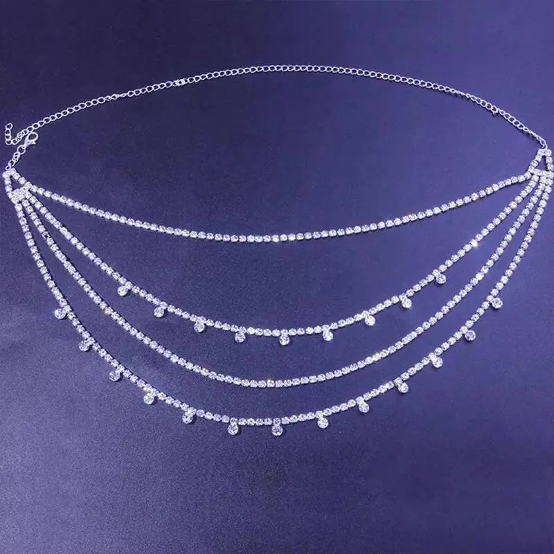 Womens Multi-layered Rhinestone Pendant Necklace Round Necklace JettsJewelers