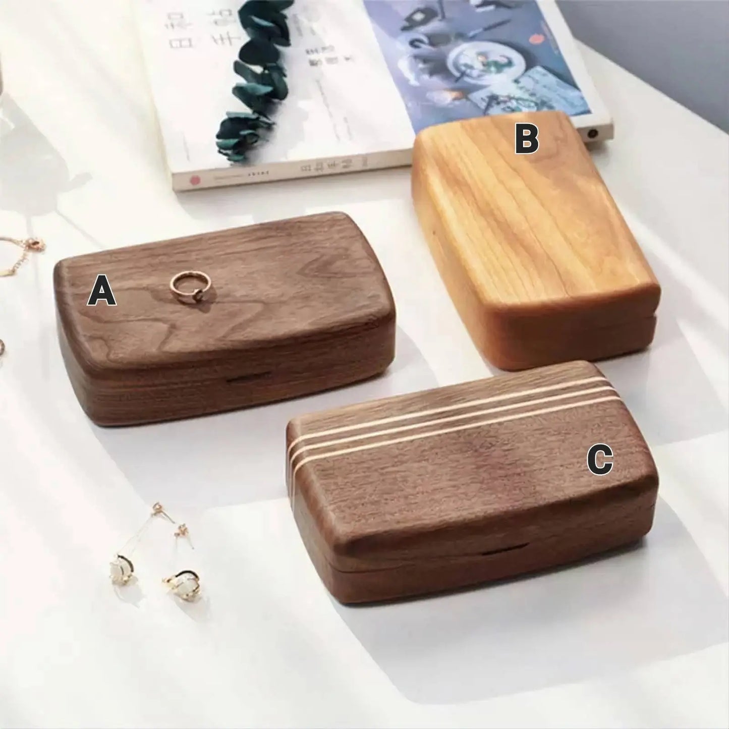 Wooden Jewelry box for Woman Jewelry Storage Case, Magnetic Closure, Jewellery Organizer Holder JettsJewelers