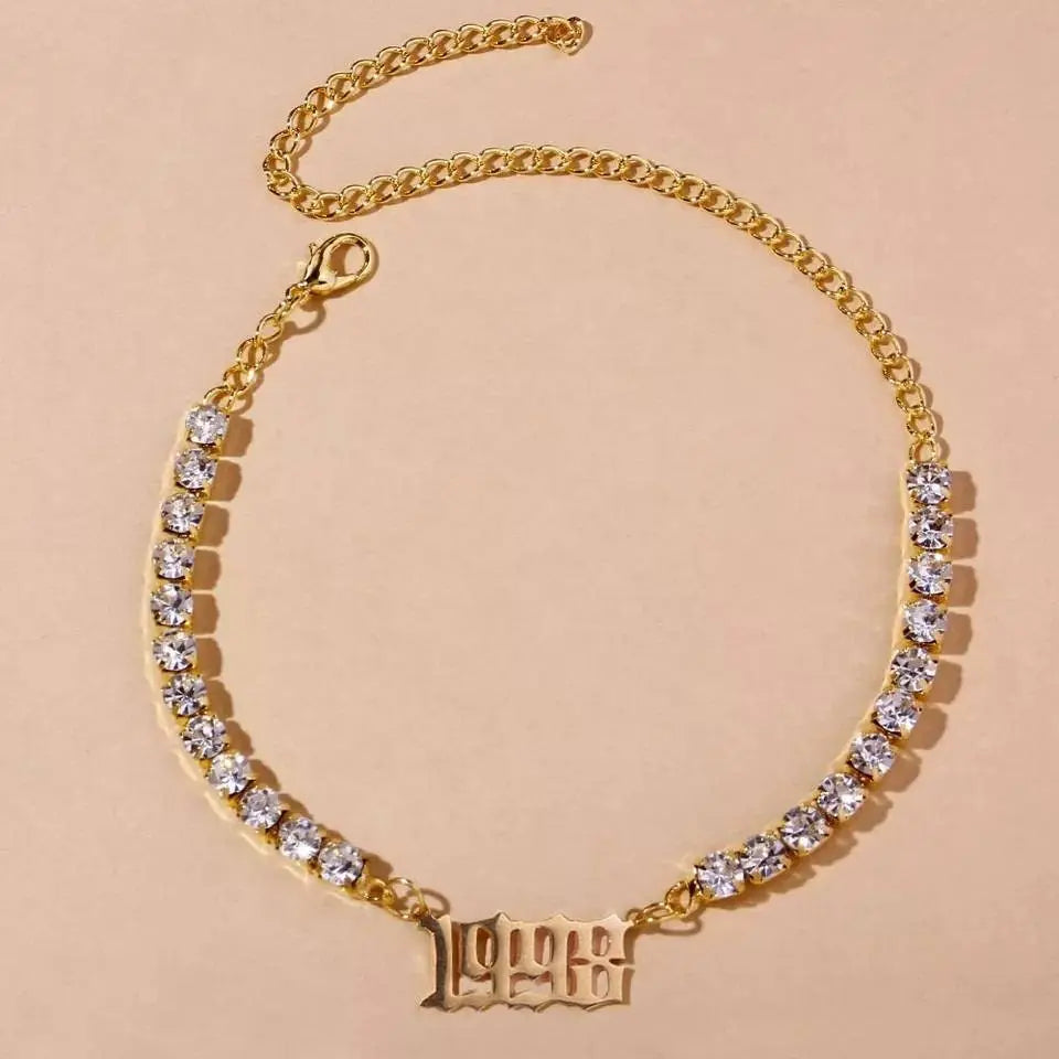 Year Rhinestones Anklet Foot Jewelry for Women Beach Barefoot Chain Bracelet On the Leg Accessories Gift JettsJewelers