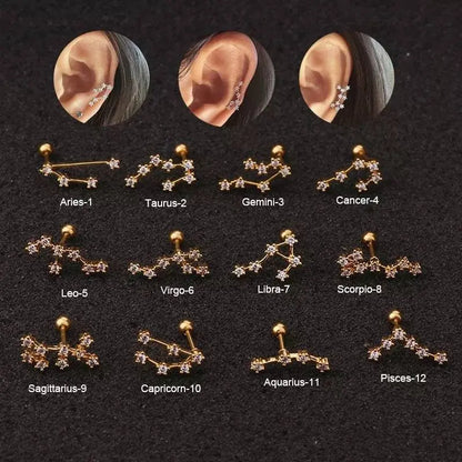 1 pair Constellation Earrings, Cubic Circonia Diamonds, 14k gold filled, CZ, Celestial Zodiac Earrings JettsJewelers