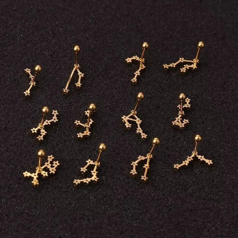1 pair Constellation Earrings, Cubic Circonia Diamonds, 14k gold filled, CZ, Celestial Zodiac Earrings JettsJewelers
