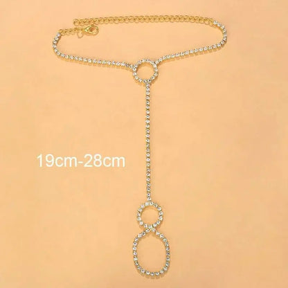 1 pc Circle Adjustable Chain Barefoot Sandals Beach Wedding Jewelry Anklet with Rhinestone Toe Ring Leaf Bridal Toe JettsJewelers