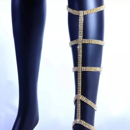 1 pc Rhinestone Cross Leg Chain Gold and Silver for Women Calf Chain For Girls Gold Boho Body Chain for Beach Summer Holiday JettsJewelers