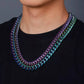 10,14mm Polished Stainless Steel Solid Rainbow Colorful Cuban Link Chain Necklace for Men Women Hip Hop Jewelry JettsJewelers