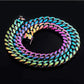10,14mm Polished Stainless Steel Solid Rainbow Colorful Cuban Link Chain Necklace for Men Women Hip Hop Jewelry JettsJewelers