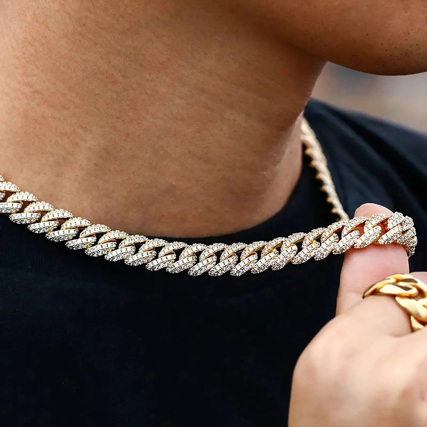 10mm Iced Out Chain Cuban Link Diamond Chain Necklace 18k Gold/White/Rose Gold Plated Miami Bling Drip Chains and Bracelets Rappers Choker JettsJewelers
