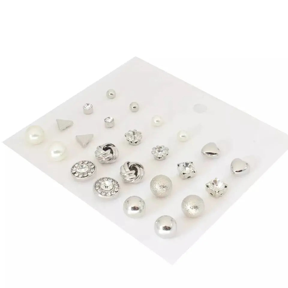 12 Pairs Stud Set Earrings for Women, Diverse Gold and Silver Hypoallergenic Fashion Jewelry for Special Moments Christmas - JettsJewelers