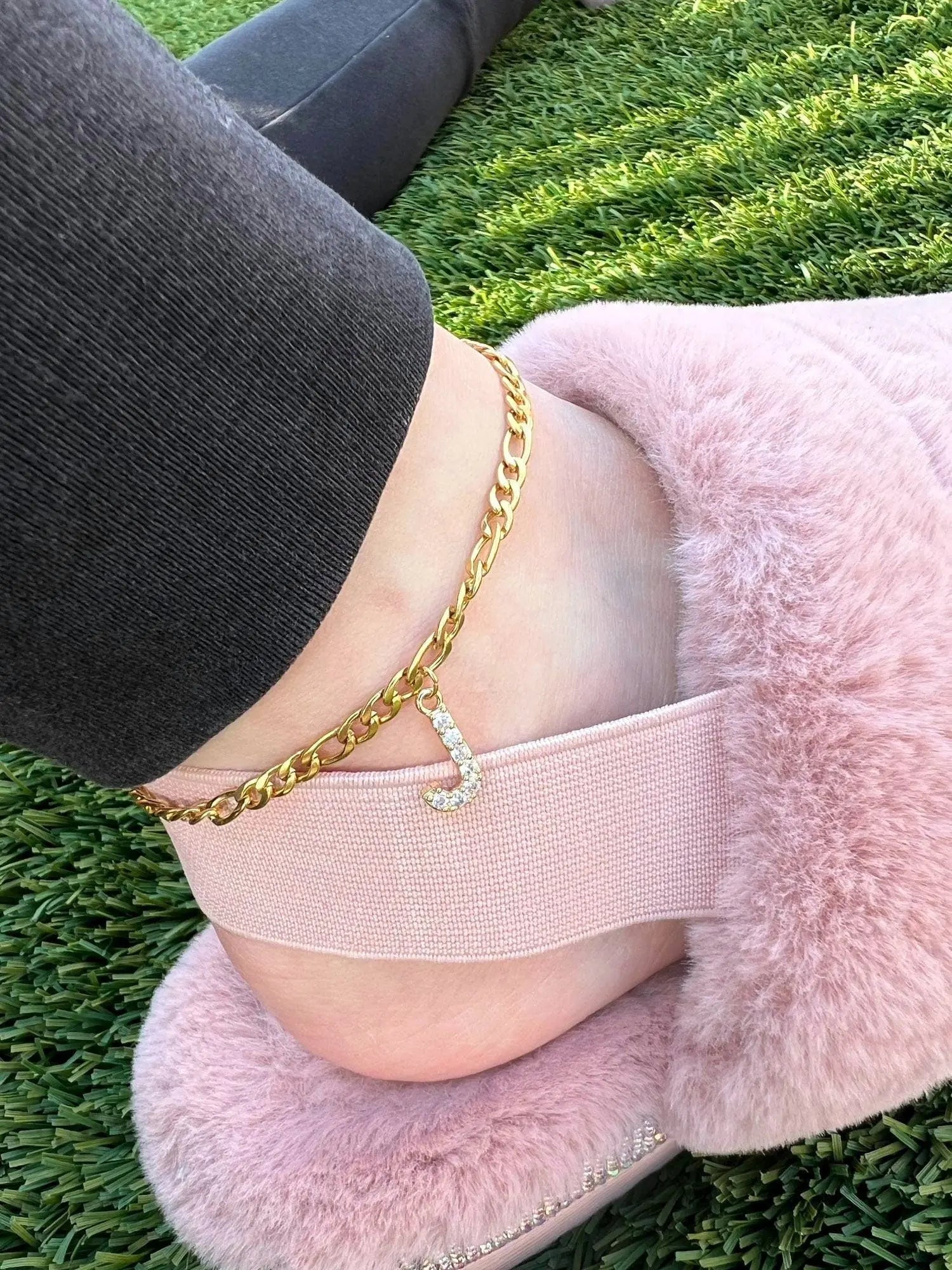 14K Gold Plated Dainty Initial Ankle Bracelets Handmade Cuban Chain Letter Anklet, Gift, A-Z Alphabet Letter Initial Anklets Personalized JettsJewelers