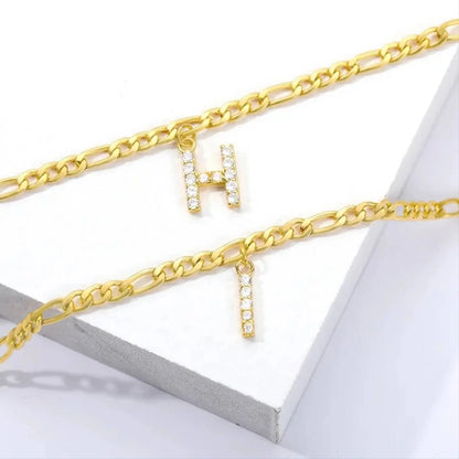 14K Gold Plated Dainty Initial Ankle Bracelets Handmade Cuban Chain Letter Anklet, Gift, A-Z Alphabet Letter Initial Anklets Personalized JettsJewelers